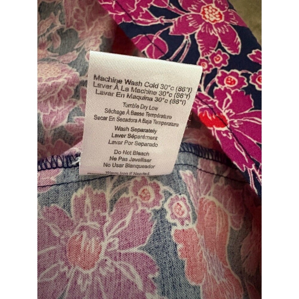 SUNDRY Floral Tiered Dress Sz 1 Women’s Small 4-6 Cottage Core Navy Pink Pockets - Picture 6 of 16